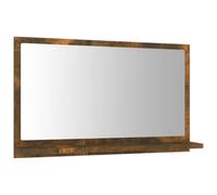 vidaXL Bathroom Mirror Home Washroom Furniture Decoration Wall-mounted Make up Cosmetic Vanity Wall Mirror Smoked Oak Engineered Wood, 60 cm