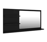 vidaXL Bathroom Mirror Modern Frame Plain Rectangle Bathroom Glass Mirror Wall Mounted Washroom Furniture Toilet Indoor Black Chipboard