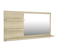 vidaXL Bathroom Mirror Modern Frame Plain Rectangle Bathroom Glass Mirror Wall Mounted Washroom Furniture Toilet Indoor Sonoma Oak Chipboard