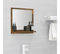 vidaXL Single Shelf Smoked Oak Wall Mounted Bathroom Mirror 40 x 37cm - Size: 37 x 40 x 10.5cm - Brown - Wilko