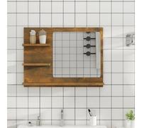 Vidaxl Bathroom Mirror Smoked Oak 60X10.5X45 Cm Engineered Wood
