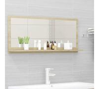 Wall Mirror Sonoma Oak Engineered Wood Glass Shelf 90x10.5x37cm wall mount unit