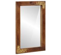 Bathroom Mirror with Mirror Glass and Solid Mango wood Decorative Plane vidaXL