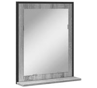 vidaXL Bathroom Mirror with Shelf, Wall-mounted Mirror for Washroom Toilet, Vanity Mirror for Decorative, Modern Style, Grey Sonoma Engineered Wood