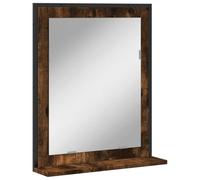 vidaXL Bathroom Mirror with Shelf, Wall-mounted Mirror for Washroom Toilet, Vanity Mirror for Decorative, Modern Style, Smoked Oak Engineered Wood