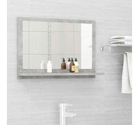 vidaXL Bathroom Mirror Plain Rectangle Modern Frame Bathroom Glass Mirror Wall Mounted Washroom Furniture Toilet Indoor Concrete Grey Engineered Wood
