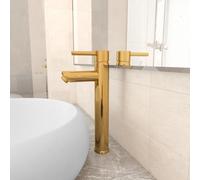 vidaXL Bathroom Mixer Tap Gold Sink Basin Faucet Plumbing Fixture Fitting