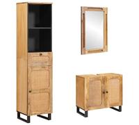 vidaXL Bathroom Sets with Drawer with Shelf Beige Solid Mango Wood, Bathroom, Rectangular, Modern Design Ideas for Efficient Utilization, Stylish Fixtures, and Functional Aesthetics in 2023