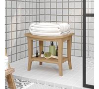 vidaXL Bathroom Side Table Shower Bench Corner Bath Seat Stool Solid Wood Teak
