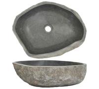 vidaXL Basin Natural River Stone Oval Washroom Cloakroom Bathroom Wash Sink