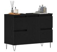 vidaXL Bathroom Sink Cabinet Black Oak 80 x 33 x 60 cm Engineered Wood | Plenty of space for your essentials, Smooth finish fits in with modern spaces, Engineered wood for long-lasting use