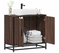 (brown oak) vidaXL Bathroom Sink Cabinet Smoked Oak 65x33x60 cm Engineered Wood