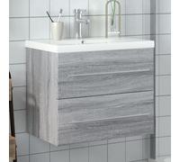 vidaXL Bathroom Sink Cabinet with Built-in Basin Grey Sonoma