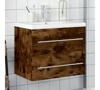 vidaXL Bathroom Sink Cabinet with Built-in Basin Smoked Oak