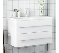 vidaXL Bathroom Sink Cabinet with Built-in Basin White