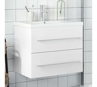 vidaXL Bathroom Sink Cabinet with Built-in Basin White