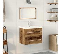 vidaXL Bathroom Sink Cabinet with Drawer Wall-mounted 2 pcs Old Wood