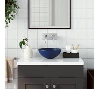 Vidaxl Bathroom Sink Ceramic Dark Blue Round