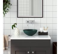 Vidaxl Bathroom Sink Ceramic Dark Green Round