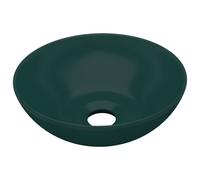 vidaXL Bathroom Sink Ceramic Dark Green Round Cloakroom Counter Top Wash Basin