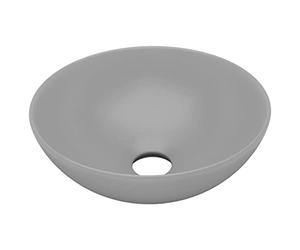vidaXL Bathroom Sink Ceramic Light Grey Round