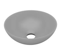 vidaXL Ceramic Bathroom Sink - Light Grey Round Above-Counter or Countertop Wash Basin for Bathroom, Kitchen, Garage or Workplace