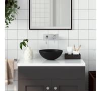 vidaXL Bathroom Sink Ceramic Matt Black Round Cloakroom Counter Top Wash Basin