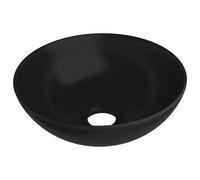 vidaXL Bathroom Sink Ceramic Matt Black Round Cloakroom Counter Top Wash Basin