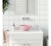 vidaXL Bathroom Sink Ceramic Matt Pink Round