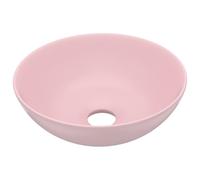 vidaXL Bathroom Sink Ceramic Matt Pink Round Cloakroom Counter Top Wash Basin