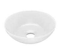 vidaXL Matt White Ceramic Bathroom Sink - Above Counter Round Modern Basin - Overflow-Free Design - Easy to Install and Clean - Dimension 280 x 100 mm
