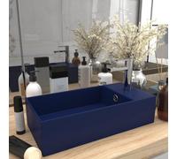 Vidaxl Bathroom Sink With Overflow Ceramic Dark Blue