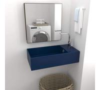 vidaXL Bathroom Sink with Overflow Ceramic Dark Blue Washroom Vanity Basin