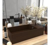 vidaXL Bathroom Sink with Overflow Ceramic Dark Brown Washroom Vanity Basin