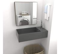 vidaXL Bathroom Sink with Overflow Ceramic Dark Grey Washroom Vanity Basin