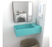 vidaXL Bathroom Sink with Overflow Ceramic Light Green Washroom Vanity Basin