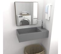 vidaXL Bathroom Sink with Overflow Ceramic Light Grey Washroom Vanity Basin
