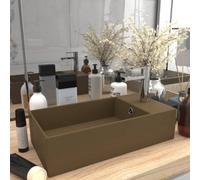 vidaXL Bathroom Sink with Overflow Ceramic Matt Cream Washroom Vanity Basin