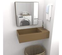 Vidaxl Bathroom Sink With Overflow Ceramic Matt Cream