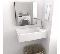 vidaXL Bathroom Sink with Overflow Ceramic Matt White Vanity Washroom Basin