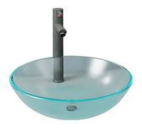 vidaXL Bathroom Sink with Tap and Push Drain Frosted Tempered Glass Wash Basin