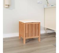 vidaXL Solid Wood Walnut Bathroom Stool 40.5x40x52 cm Shower Stool Laundry Bin