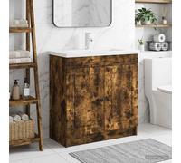 vidaXL Bathroom under Sink Cabinet Smoked Oak 56 x 37.5 x 81 cm