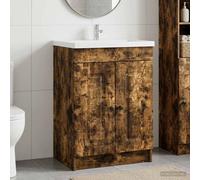 vidaXL Bathroom under Sink Cabinet Smoked Oak 56 x 37.5 x 81 cm