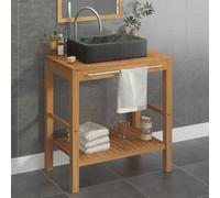 vidaXL Bathroom Vanity Cabinet Solid Teak with Sink Marble Black