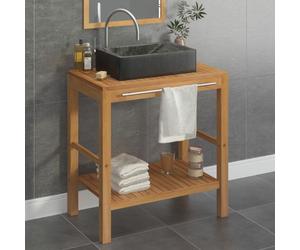 vidaXL Bathroom Vanity Cabinet Solid Teak with Sink Marble Black