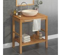 vidaXL Bathroom Vanity Cabinet Solid Teak with Sink Marble Cream