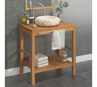 vidaXL Bathroom Vanity Cabinet Solid Teak with Sink Marble Cream