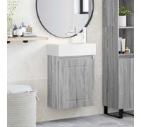 vidaXL Bathroom Vanity Unit with Tap Grey Sonoma 45.5 x 22.5 x 84 cm
