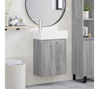 vidaXL Bathroom Vanity Unit with Tap Grey Sonoma 45.5 x 25.5 x 84 cm